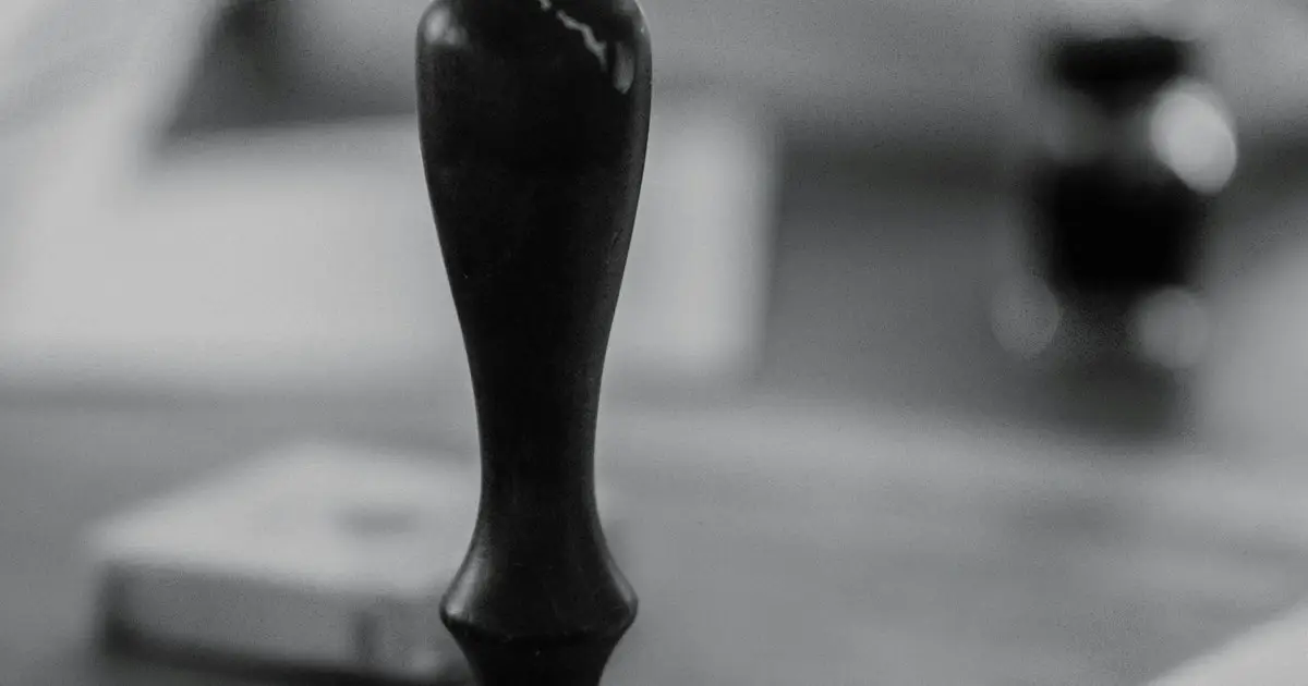 Rubber stamp on a desk