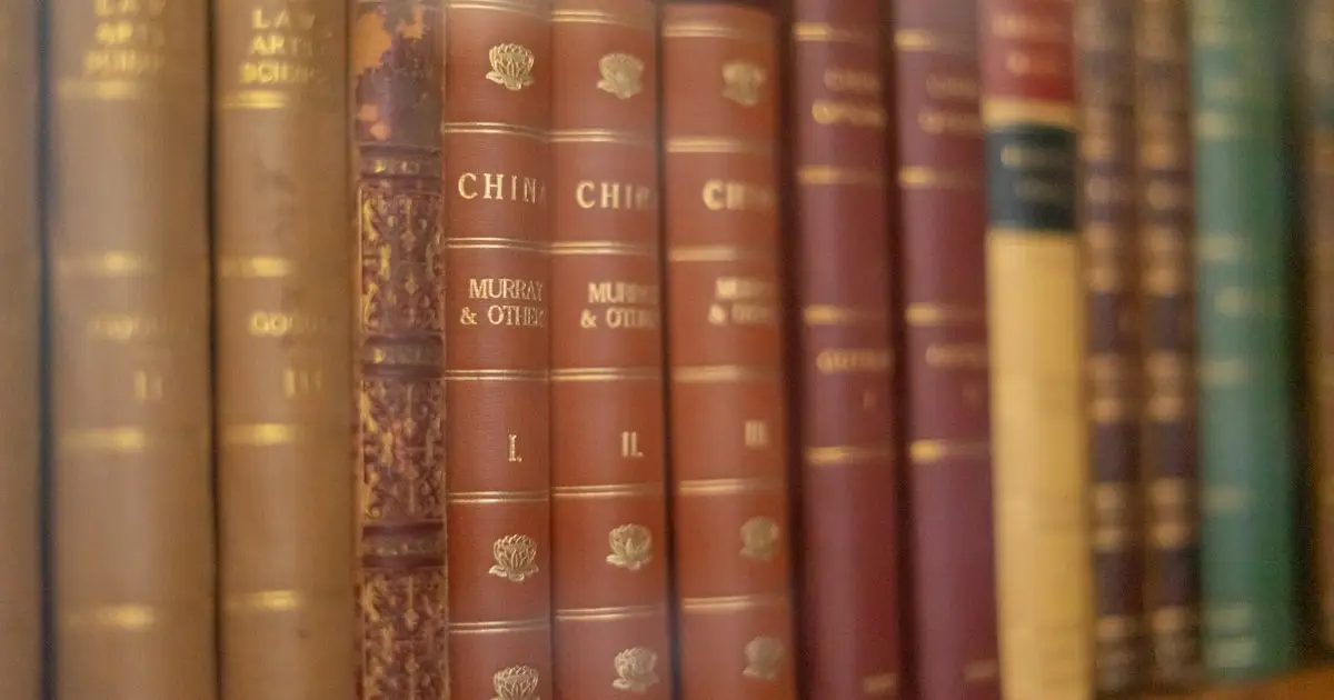Row of leather-bound law books