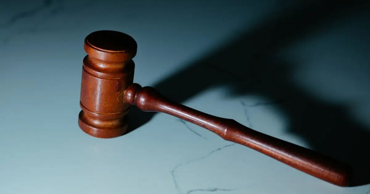 Judge’s gavel on a wooden table